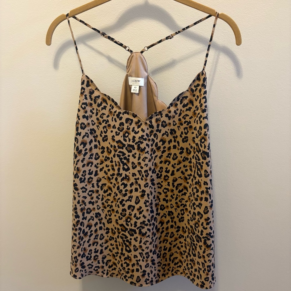 J.Crew Scallop Cami Tank Top Leopard